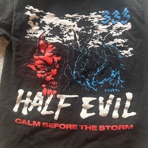Half evil size large tee